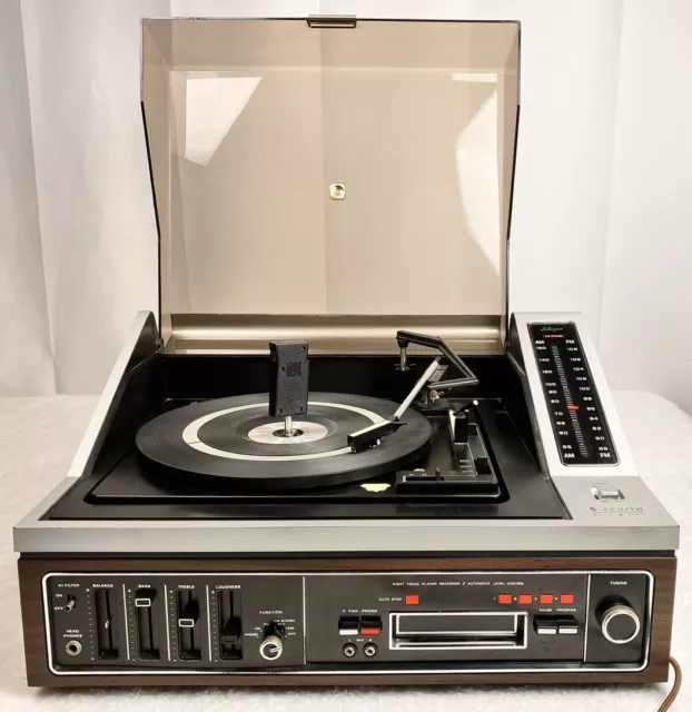 Zenith JR587W Allegro Vintage Eight Track Record Player In Black And Brown