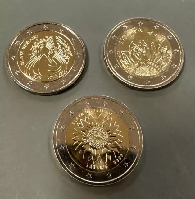 UNC SET of 3x 2 EUR COIN 2022/2023 "Glory to UKRAINE " All three coins issued!