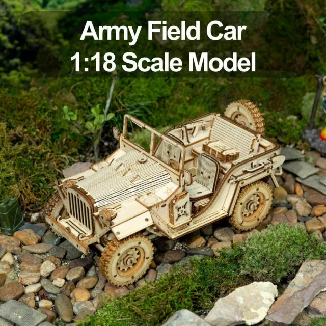 ROKR 1:18 3D Wooden Puzzle for Adult Mechanical Kits Army Jeep Xmas Gift Jigsaw