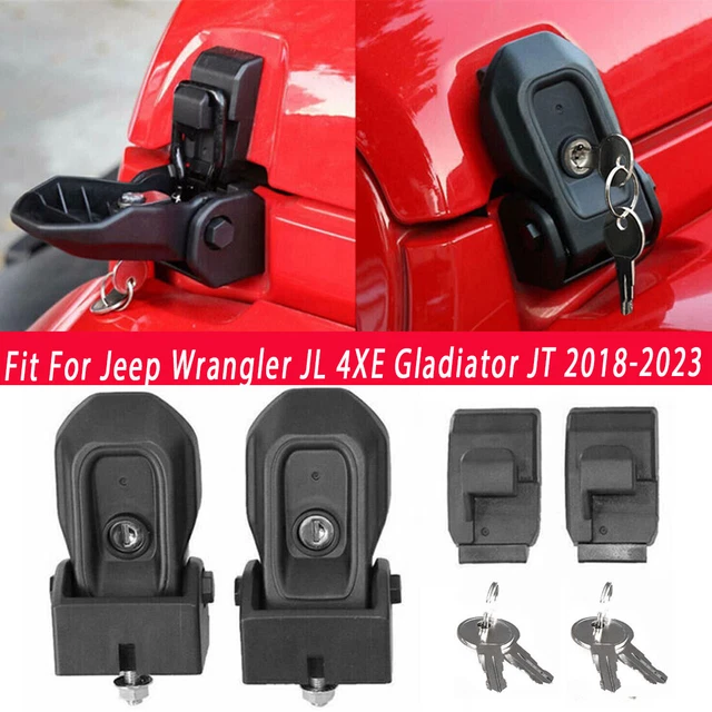 Upgraded Hood Latches With Keys, Hood Latches For 2018 2025 Jeep Wrangler Jl Jlu 4xe Jeep Gladiator Jt Anti Theft Hood Lock Catch Latches Accessories Off Road Modified Style 1 Pair Matte Black