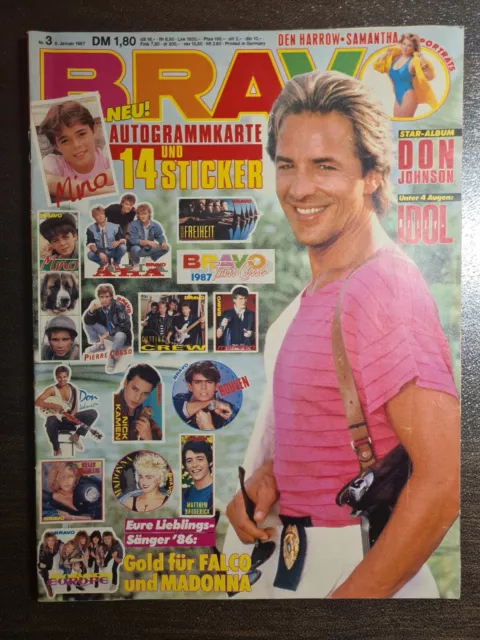 BRAVO 03/1987 Heft Komplett -Billy Idol, Don Johnson, Falco, Madonna, Nena -Top!