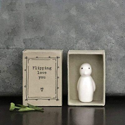 Porcelain Matchbox Penguin | East Of India Sentimental Love You Ornament