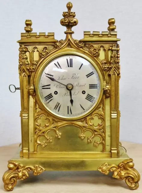 Rare Antique English John Farr 8 Day Twin Fusee Bronze Cathedral Bracket Clock