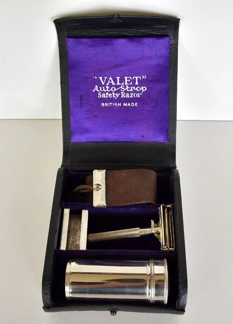 Valet Safety Razor VINTAGE VALET AUTO Strop Safety Razor Set In Leather Case British Made ...