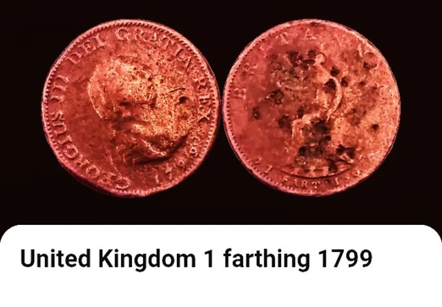 1799 United Kingdom One Farthing Coin BONUS OFFERS. King George III Britsh 1 UK.