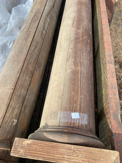 Salvage Architectural -Pair Of Columns / Posts - 111" Tall -Turned -Brown (10