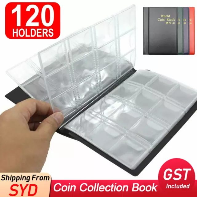 120 Coin Holder Collection Storage Collecting Money Penny Pockets Album Book AU