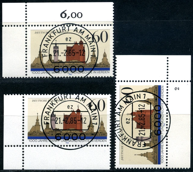 Bund Eckrand "Verden", 3 verschiedene Varianten, Formnummer 2, MiNr 1240