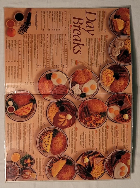 Denny's 40th Anniversary Menu ©️1993; Laminated; Used; ~13¼"×18⅛" Fully Opened; 4