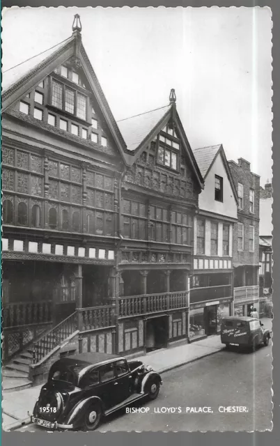 SCARCE OLD R/P POSTCARD - BISHOP LLOYD'S PALACE - CHESTER C.1945 Vintage Cars