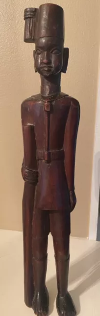 antique Tanzania Africa  COLON MAKONDE carved wood "Soldier” FIGURE tribal art