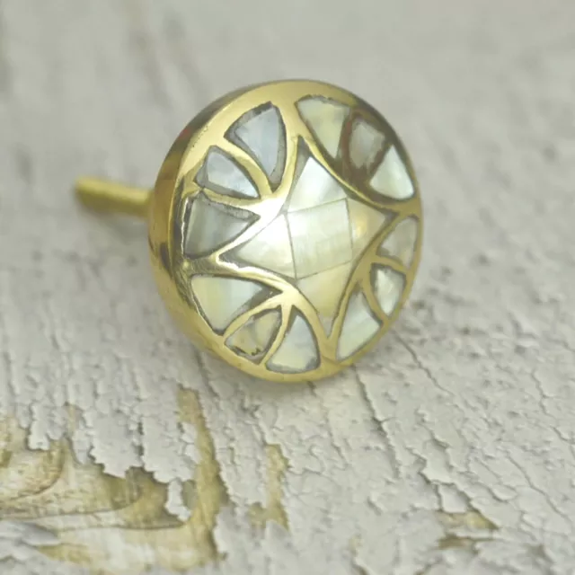 Mother of Pearl Dresser Pull Knob -Unique Brass Drawer Knob,Beautiful Gold Metal