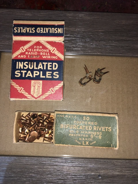 Vintage Emerson Painted Insulated  STAPLES And Bifurcated Rivets  ￼
