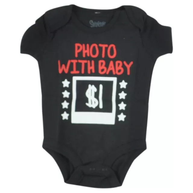 Photo With Baby One Dollar 1 baby Bodysuit Black Red Funny Comedy Snapsuit 6M