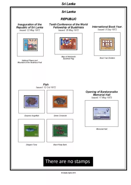 Print a Sri Lanka (1972-2023) Stamp Album fully illustrated & annotated