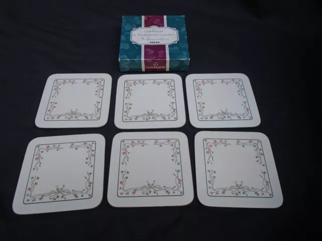 Vintage Cloverleaf Cork Backed Drinks Coasters Eternal Beau Pattern