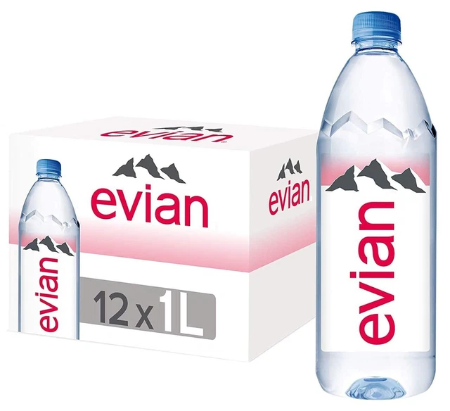 Evian Natural Mineral Water, 12 x 1L