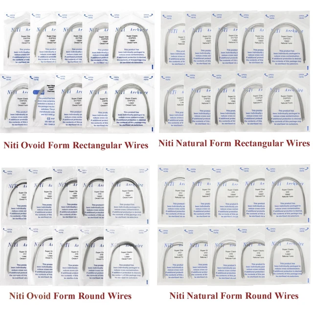 Orthodontic Niti Arch Wire Rectangular Round Ovoid Natural Form Super Elastic