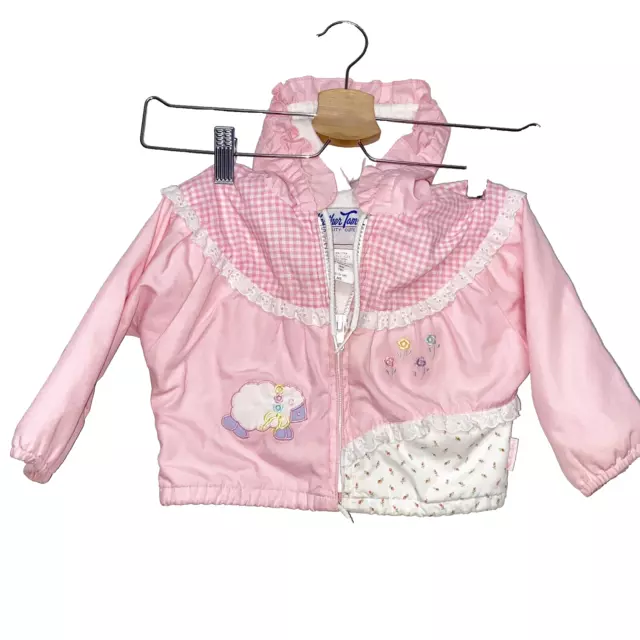 Vintage Weather Tamer Pink Lamb Zip Up Jacket Size 18 MO