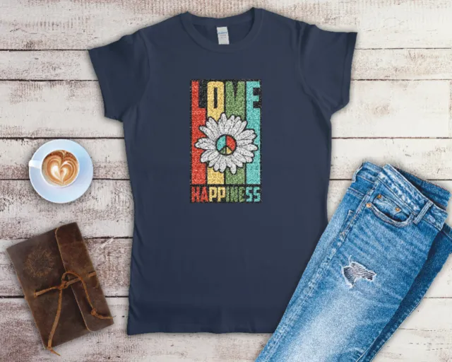 Love Happiness Ladies T Shirt Sizes Small-2XL