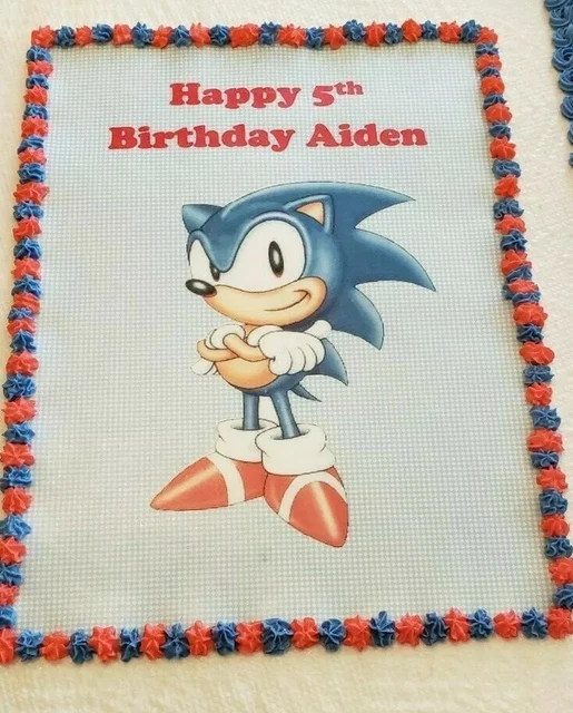 Sonic The Hedgehog Cake Topper Edible Birthday Cupcake Decoration