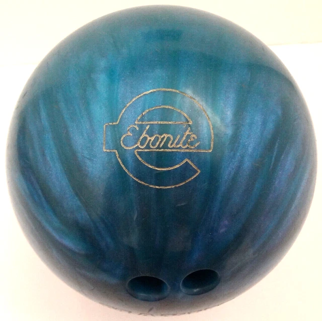 EBONITE MAXIM BOWLING BALL 11 lb 4.9 oz VINTAGE USA MADE SKY BLUE MARBLE SWIRL 2