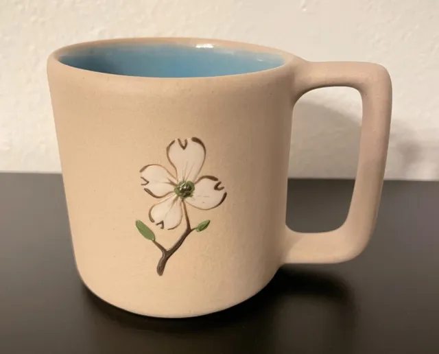 Handcrafted Pigeon Forge Pottery 2.75” DOGWOOD FLOWER Coffee Mug Tea Cup Blue