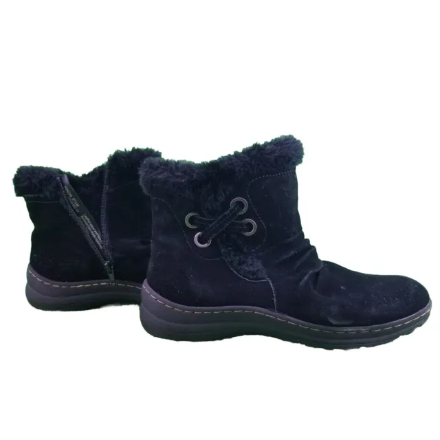 BareTraps ADALYN Black Suede Winter Boots Faux Fur Lined Womens Sz 9.5M Side-Zip