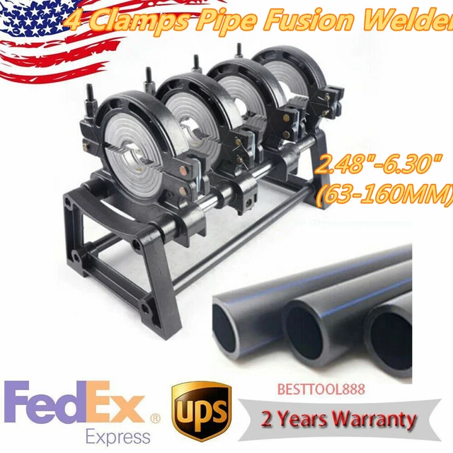 HDPE PP PE Butt Fusion Welding Machine Manual Piping Pipe Fusion Welder 4 Clamps