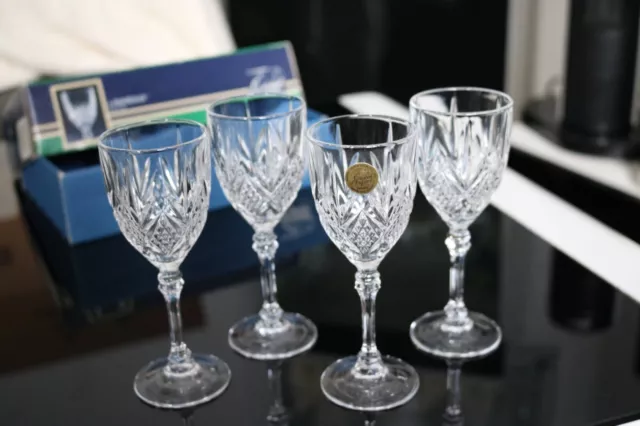 4 x Vintage 24% lead Crystal d'Arques Fontenay sherry liquor glasses Boxed