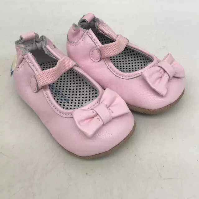 Robeez Penny Baby Girls Pink Leather Mary Jane Casual Mini Shoes Size 3-6 Months