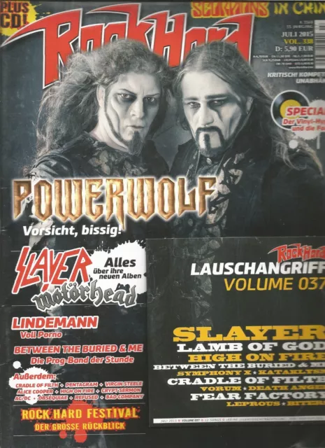 Rock Hard No. 338, Juillet 2015, Slayer. puissance Wolf, Scorpions Magazine + CD