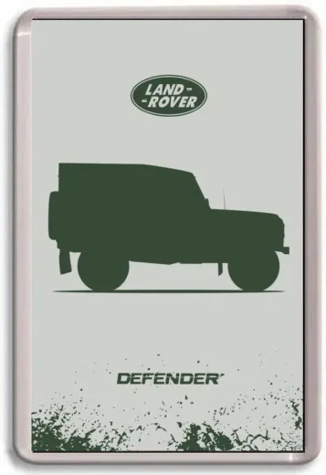 FRIDGE MAGNET - LAND ROVER DEFENDER - -GRAPHIC CAR ART SILHOUETTE - Large