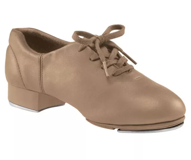 Capezio Girls Fluid Brown Tan Tele Tone Tap Dancing Shoes Oxford Lace Up Size 2