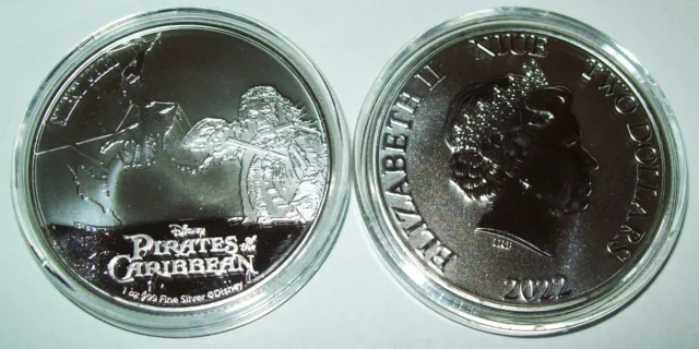 2022 Niue Disney Pirates Caribbean Silent Mary 1 oz Silver Coin Queen Elizabeth