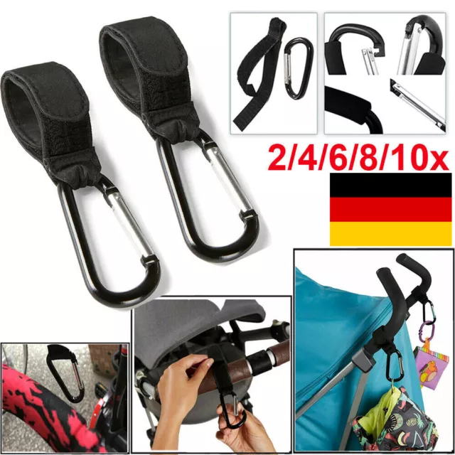 Buggy Haken Gurt Kinderwagen Klettverschluss Karabiner Clips Kinderwagen-Haken