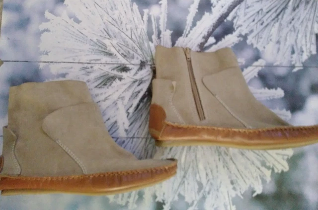 bottines confort 100% cuir daim t.40 beige