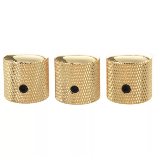 3PCS Gilded Metal Dome Knobs Knurled  for Electric Guitar Parts Gold I1G87171