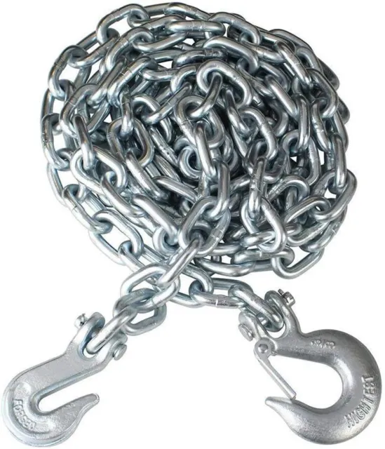 3/8 In. X 14 Ft. Zinc Plated Steel Logging Chain with One Grab Hook and One Slip