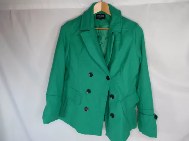 Platinum Women’s Pea Coat Jacket Green Size Medium