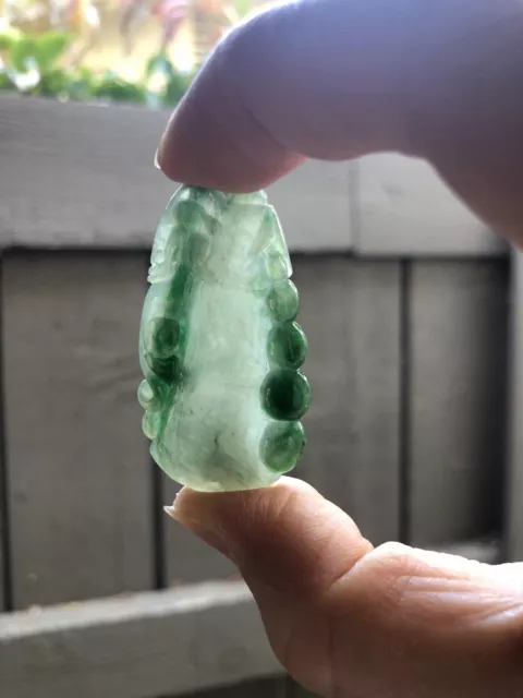 Certified 《Grade A》- Icy Green Translucent Jadeite Jade Bamboo 喜竹節節高 Pendant