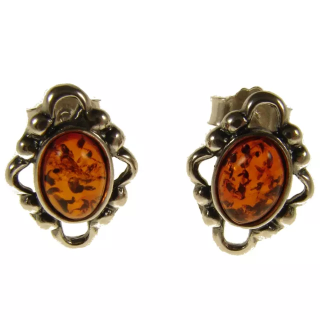 Baltic Amber Sterling Silver 925 Ladies Designer Stud Earrings Jewellery Jewelry