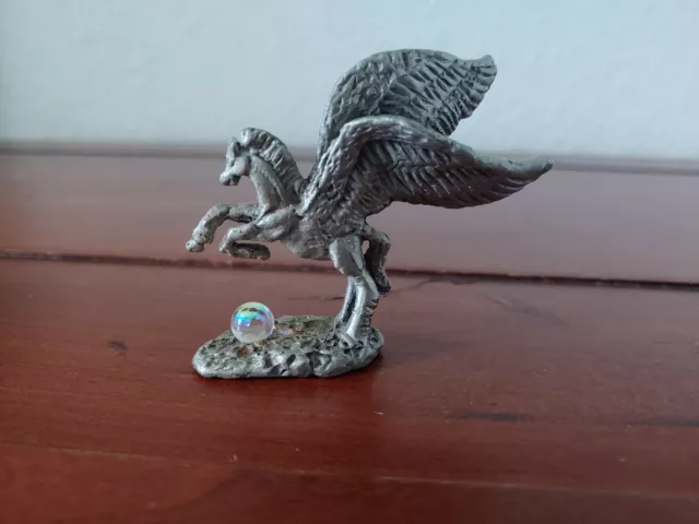 Pewter Pegasus Small Figurine with Iridescent Marble