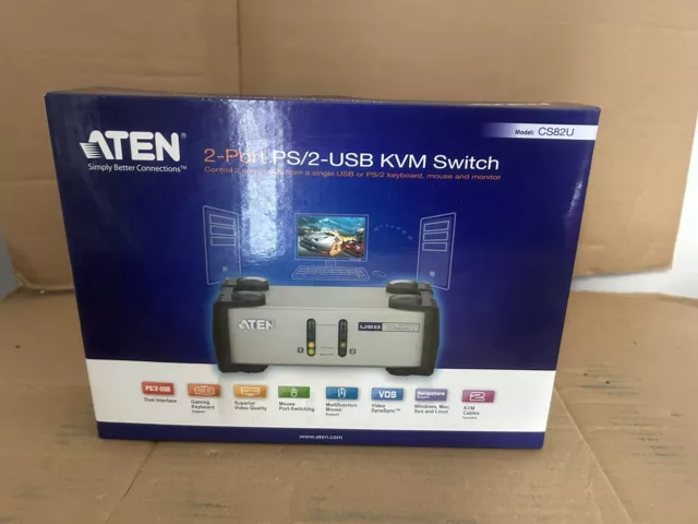 CONMUTADOR KVM USB VGA Aten CS82U 2 PUERTOS PS/2 2