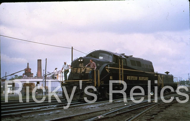 Duplicate Slide WM #81 EMD BL-2 w SLUG Diesel Loco Western Maryland Action 1968