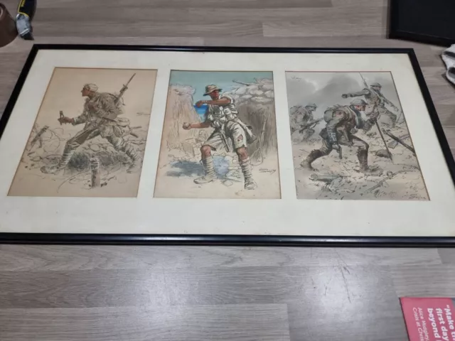 3 X Snaffles Charles Johnson Payne Original Prints - Vimy, Anzac, The Canadian