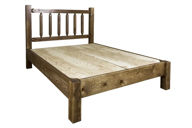 Farmhouse Platform Bed Amish Made Queen Beds Rustic Lodge Cabin Furniture