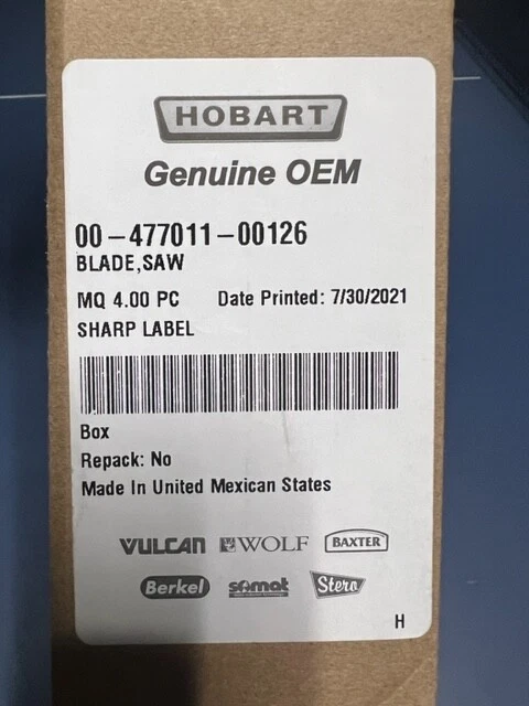 Hobart Meat Saw Blade + Genuine OEM + Pkg 4 + part 00-477011-00126 + Blade 126