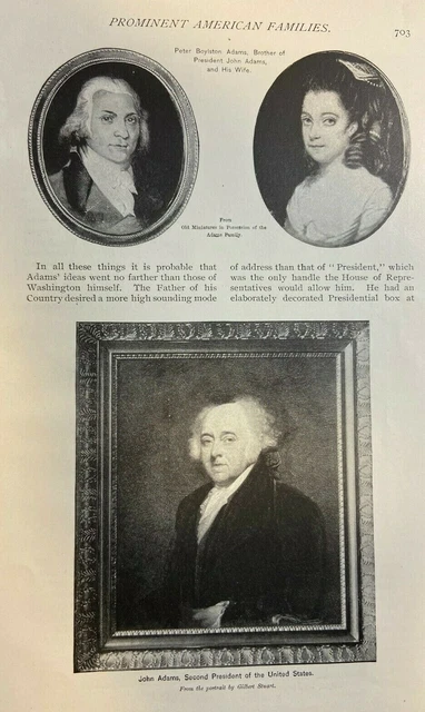 1896 Adams Family in America John Adams John Quincy Adams Abigail Adams