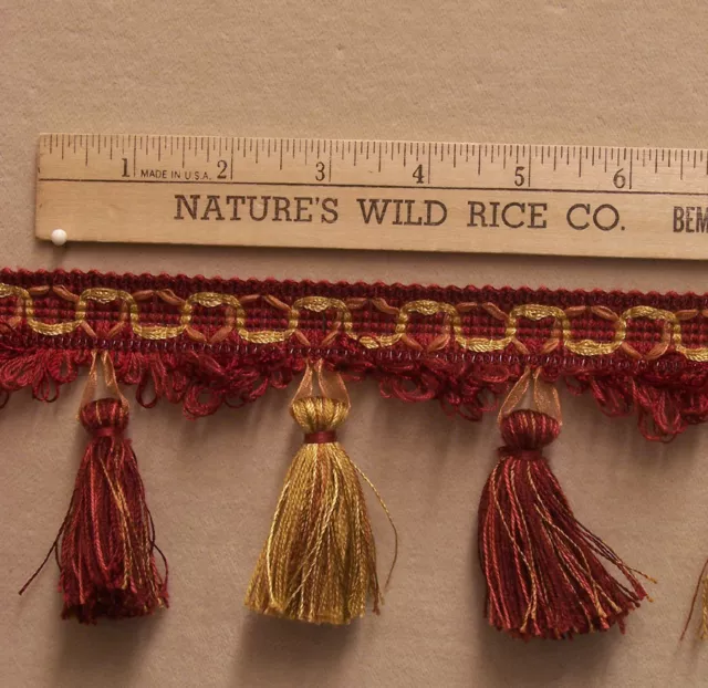 Tassel Trim Shades Red Gold Brown Pink 264" Long